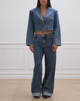 Mid Rise Cuff Straight Leg Jean